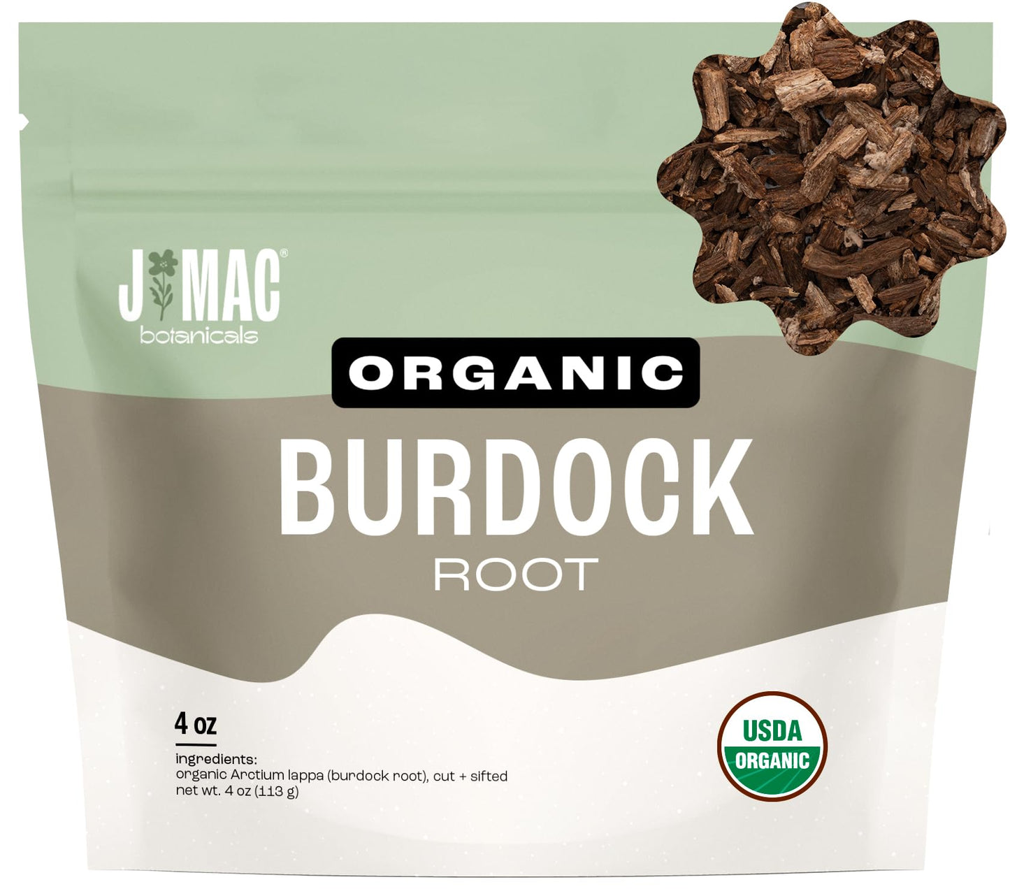 J Mac Botanicals Organic Burdock Root Herbal Tea - 4 Oz