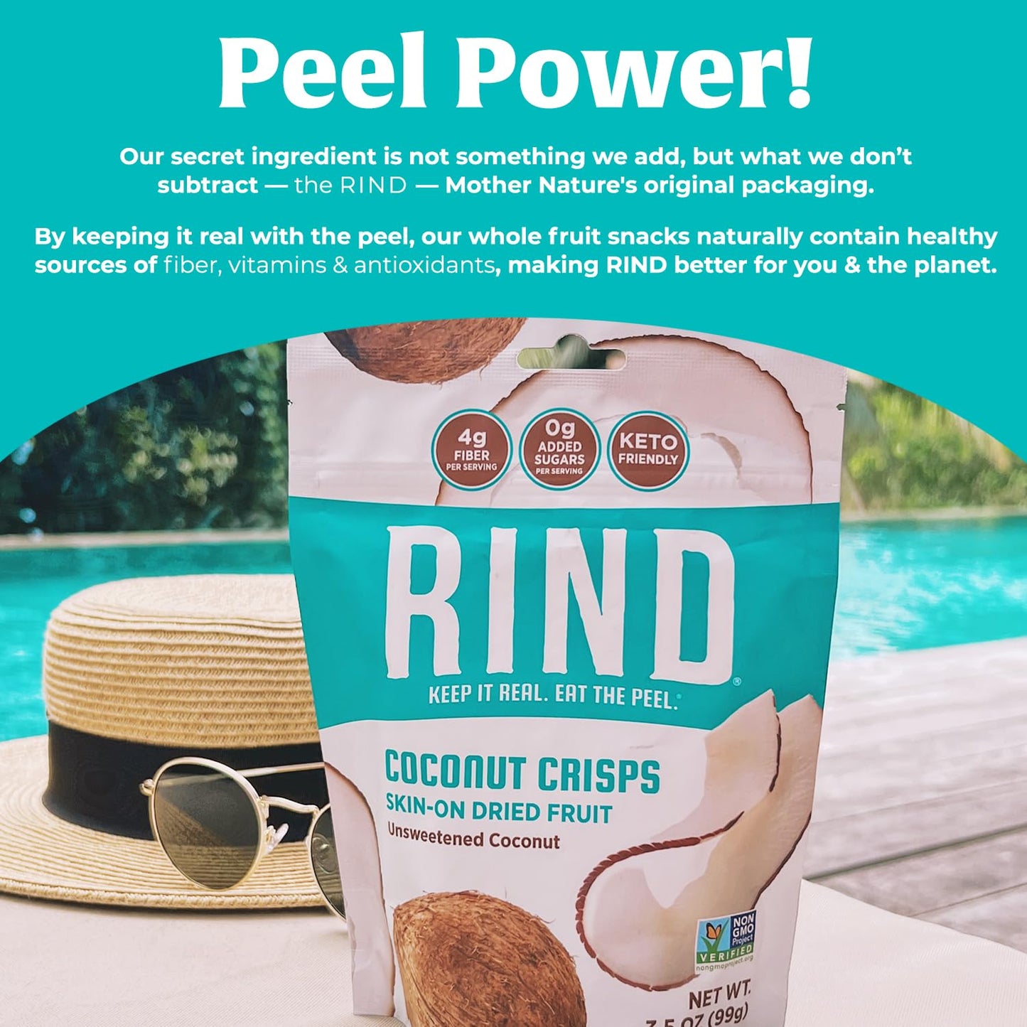 Rind Snacks | All Natural Coconut Crisps | Unsweetened | Dried Fruit Superfood | Snack Chips | Low Carbs | High Fiber | Keto | G