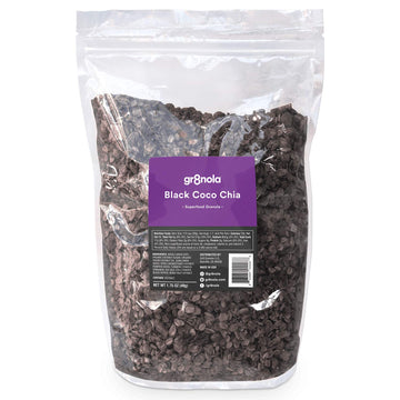 Gr8Nola Black Coco (Charcoal) Chia - Healthy, Low Sugar, Vegan Bulk Granola Cereal - Made With Superfoods Chia Seeds & Activated Charcoal, Soy Free, Dairy Free & No Refined Sugar, 4.5Lb Resealable Bag
