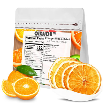 Dried Oranges Slices (3.5 Oz/100G) Dehydrated Fruit No Sugar Added Bulk Wheels Snacks Bags For Old Fashioned Cocktail Garnish Ca
