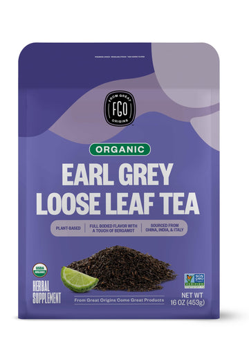Fgo Organic Earl Grey Loose Leaf Tea, Resealable Kraft Bag, 16Oz, Packaging May Vary (Pack Of 1)