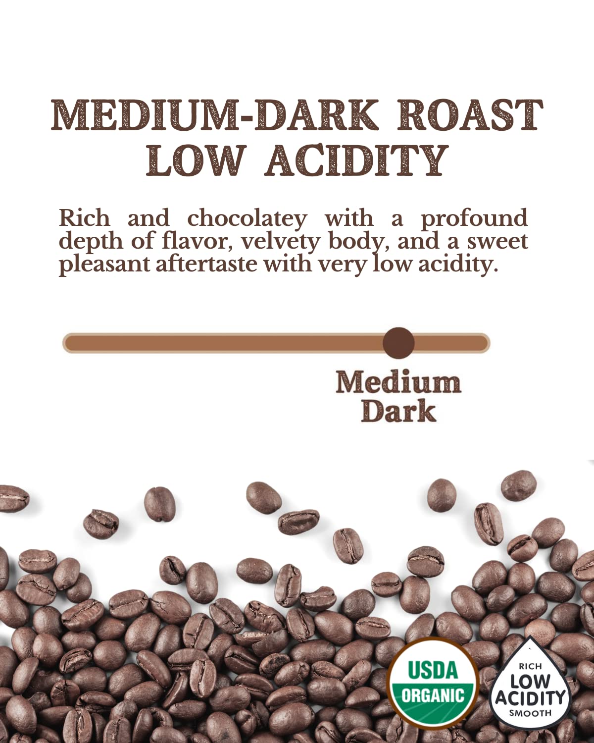 2Lb Subtle Earth Organic Coffee - Medium-Dark Roast - Whole Bean Coffee - 100% Arabica Beans - Low Acidity And Non-Gmo - 2Lb Bag