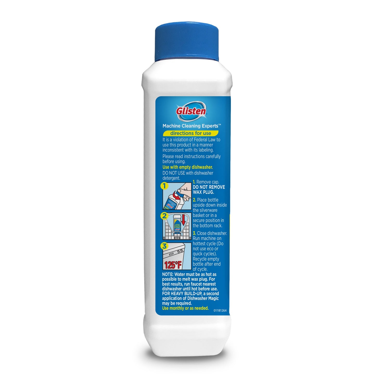 Glisten Dishwasher Magic Disinfectant & Cleaner Lemon 12 Oz