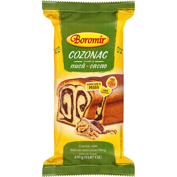 Boromir Cozonac Walnuts and Cacao Filling Swirl Cake Sweet Bread 450 g 15 Oz