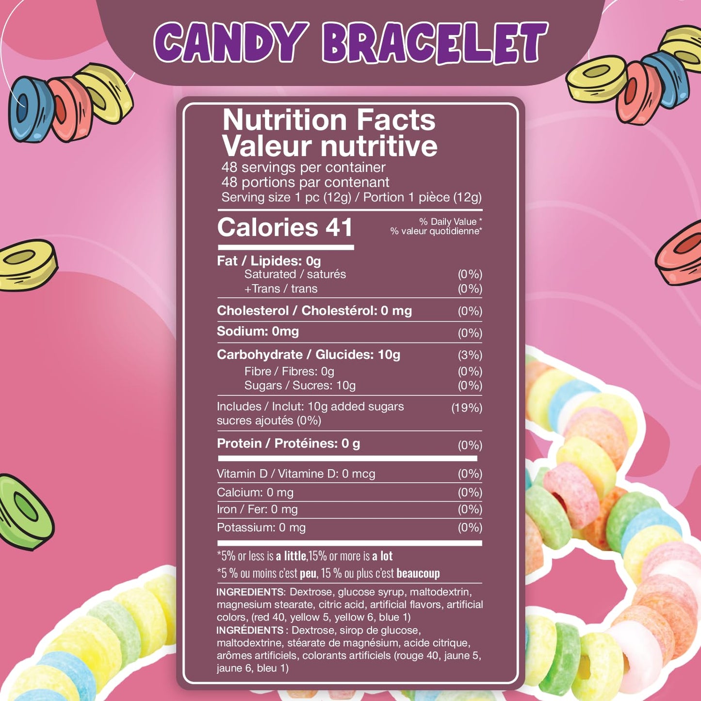 Fresh Finest 48-Count Bulk Candy Bracelets - Individually Wrapped Novelty Candy for Party Favors & Goody Bags