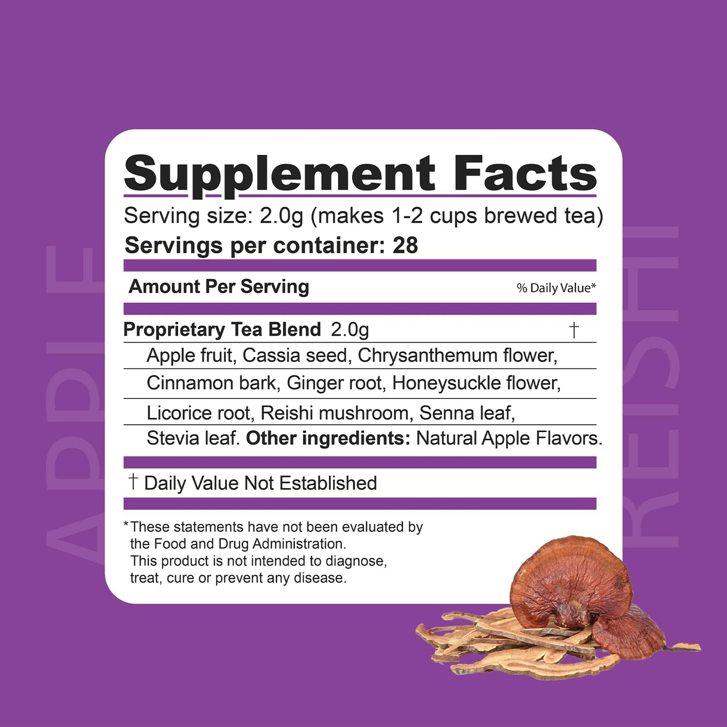 Dr. Zisman ZT Wellness Tea - Apple Reishi Herbal Blend - Refreshing Tea for Daily Balance (28 Bags)  Crafted for a Vibrant Lifestyle