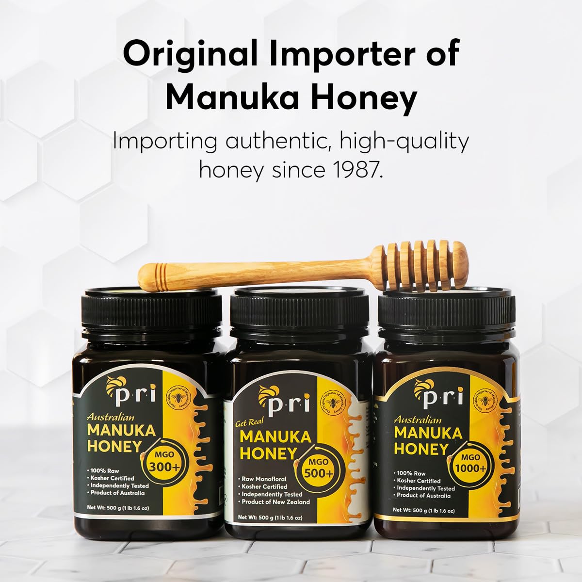 P.R.I Manuka Honey, Certified Mgo 200+, Raw New Zealand Manuka Honey, 500G Jar