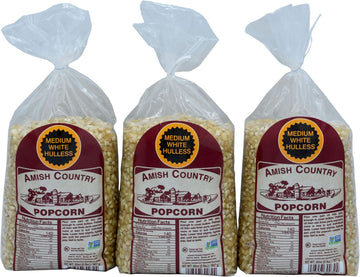 Amish Country Popcorn | 3-2 Lb Bags | Medium White Popcorn Kernels | Old Fashioned, Non-Gmo And Gluten Free (3-2 Lb Bags)