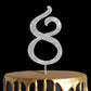 Number Cake Topper 8, Uniideco Silver Rhinestone Premium Metal Bling Bling Cake Decor, Sparkly Happy Birthday Wedding Anniversar
