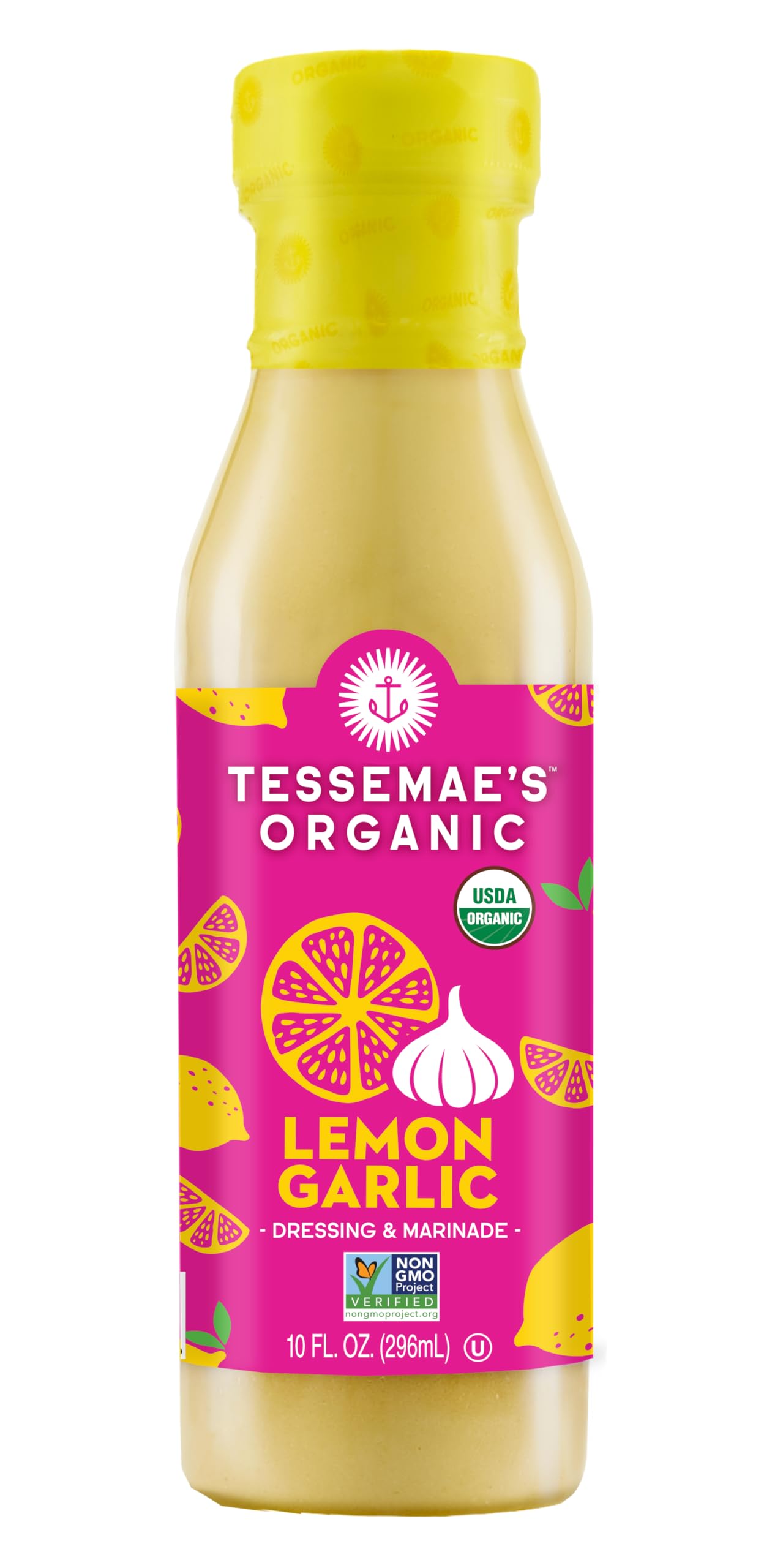 Tessemaes Organic Lemon Garlic, 10 Fl Oz