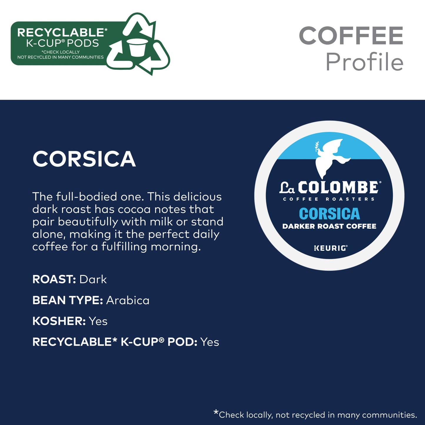 La Colombe Coffee Roasters Corsica Darker Roast Coffee, Single Serve Keurig K-Cup Pods, 20 Count Box