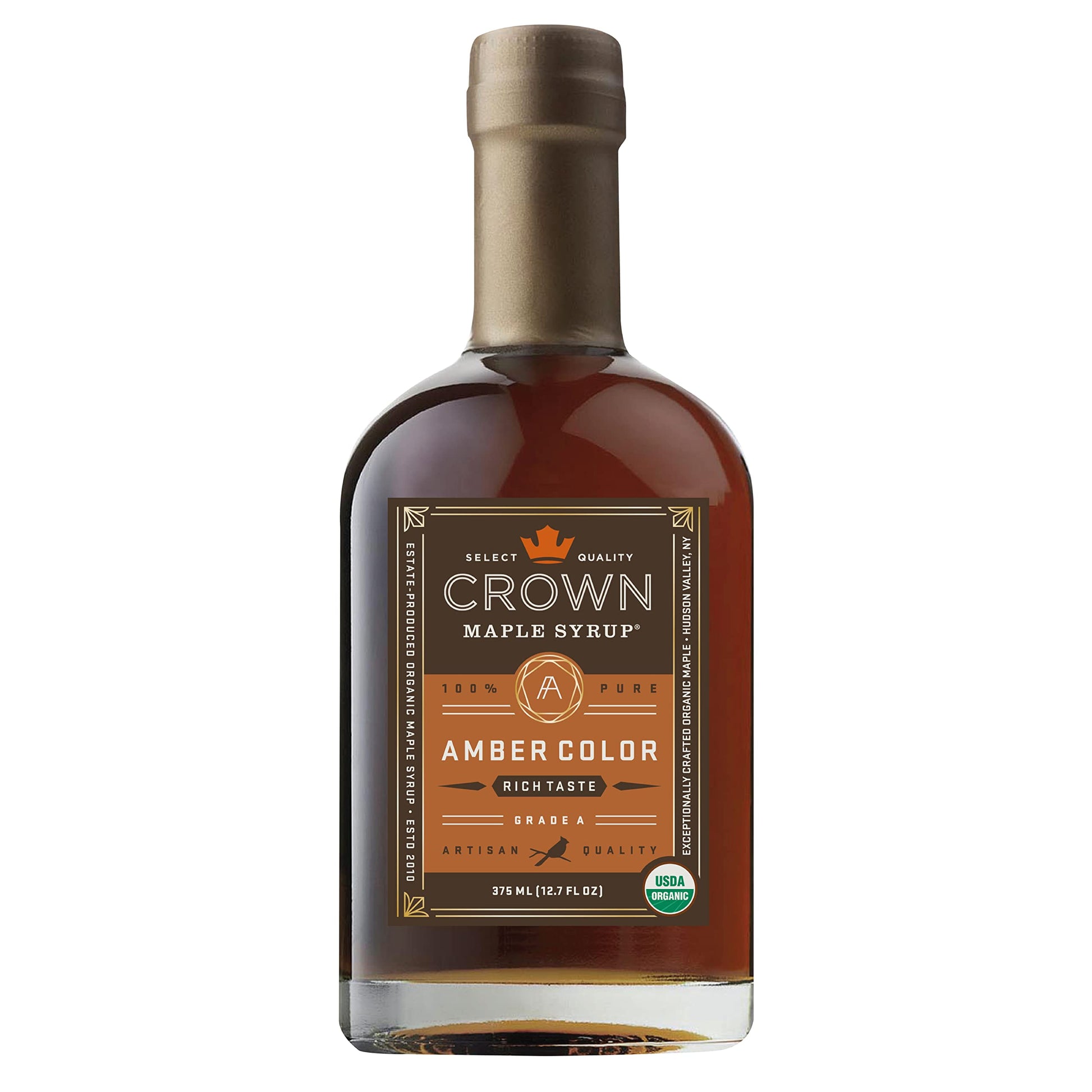 Crown Maple Organic Maple Syrup, Amber Color, 12.7 Fl Oz, Ideal for Marinades, Cocktails, Pancakes, and More