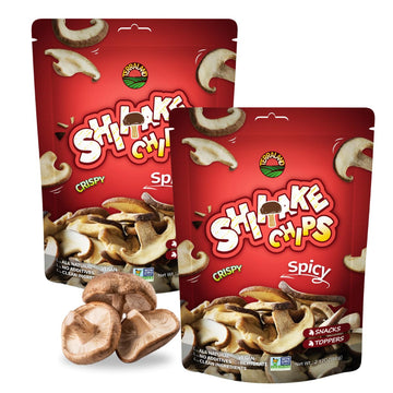Terraland Shiitake Chips - Spicy, Crispy & Crunch Mushroom Snack, Non GMO, Idea As a Standalone Snack, Topping for Salads and So