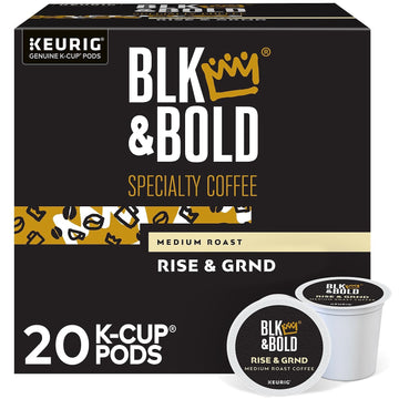 Blk & Bold Rise & Grnd, Keurig Single Serve K-Cup Coffee Pods, Premium Medium Roast, 100% Arabica Beans, 20 Count