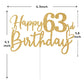 Sriburcio Gold Glitter 63rd Birthday Cake Topper, Cheers to 63 Years, Model SH--1103, Perfect for Birthday Party Decorations