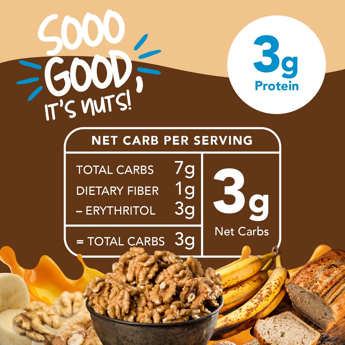 Earthside Farms Banana Bread Walnuts, Candied Walnuts, Low Sugar Keto Snack, Non Gmo, Plant Protein, Vegan, Whole, Natural, Supe