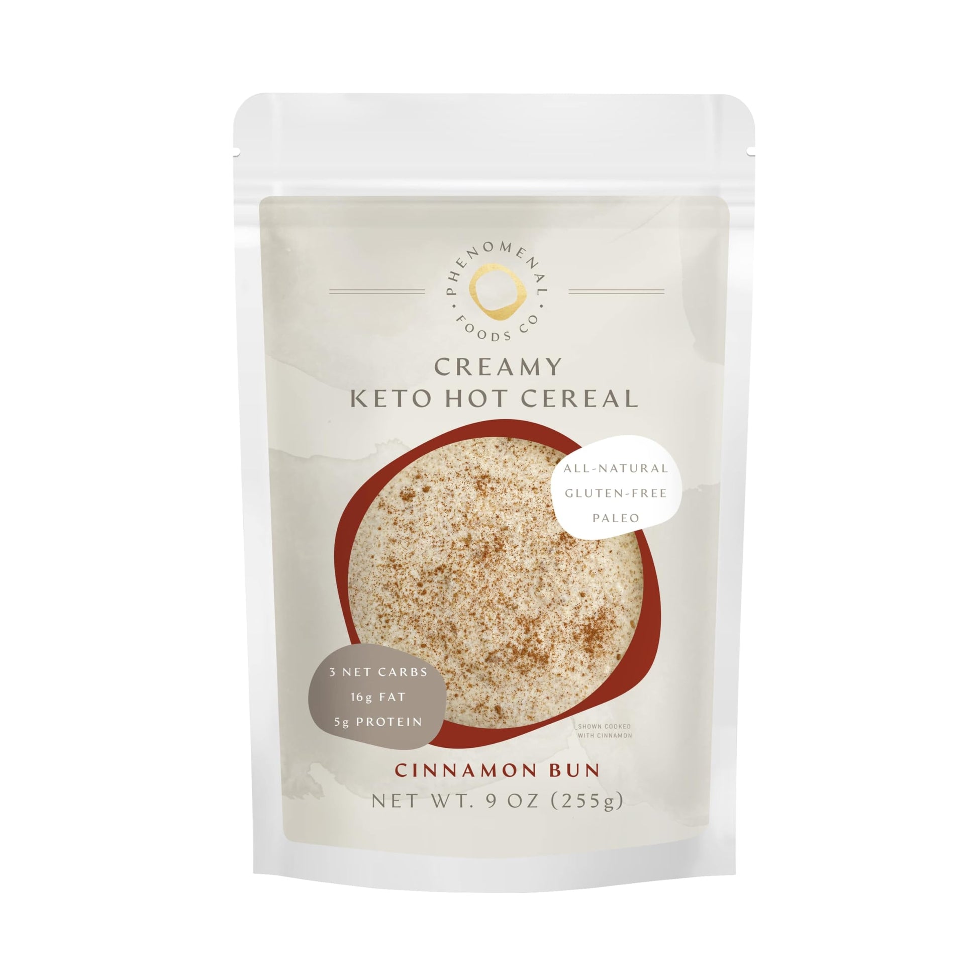 Phenomenal Foods Co Creamy Keto Hot Cereal Cinnamon Bun - Low Carb Farina - Unsweetened - Gluten & Grain Free - Paleo - Diabetic