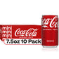 Coca-Cola Mini Soda Cans, 7.5 fl oz, 10 Pack - Fridge Pack Soft Drinks