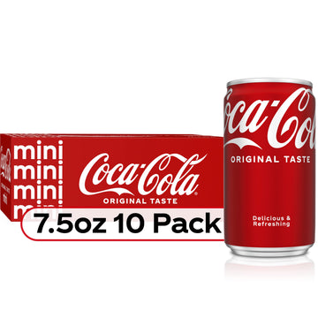 Coca-Cola Mini Soda Cans, 7.5 fl oz, 10 Pack - Fridge Pack Soft Drinks