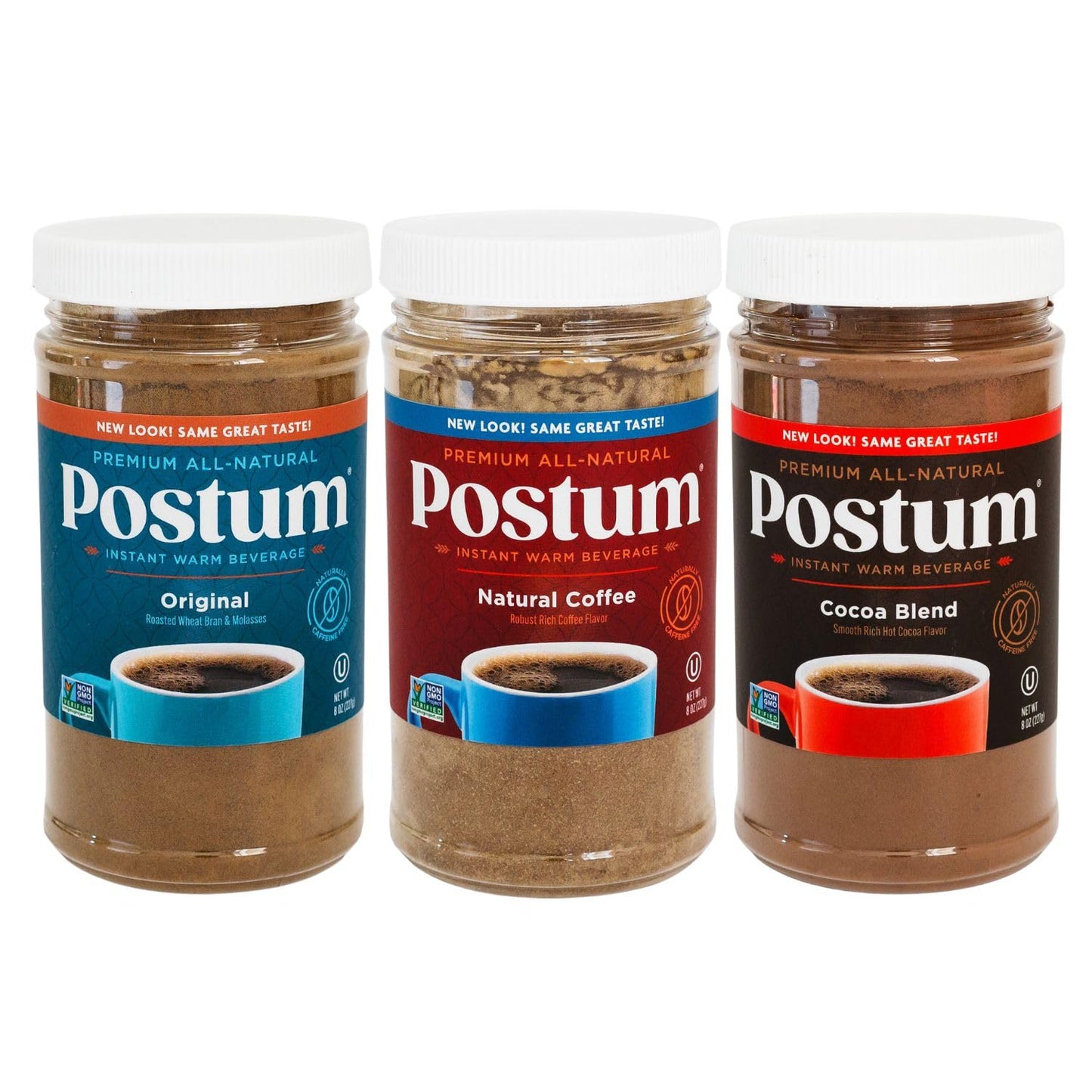 Postum Coffee Substitute Variety Bundle - Original, Cocoa, Caffeine-Free - 3 Piece Assortment