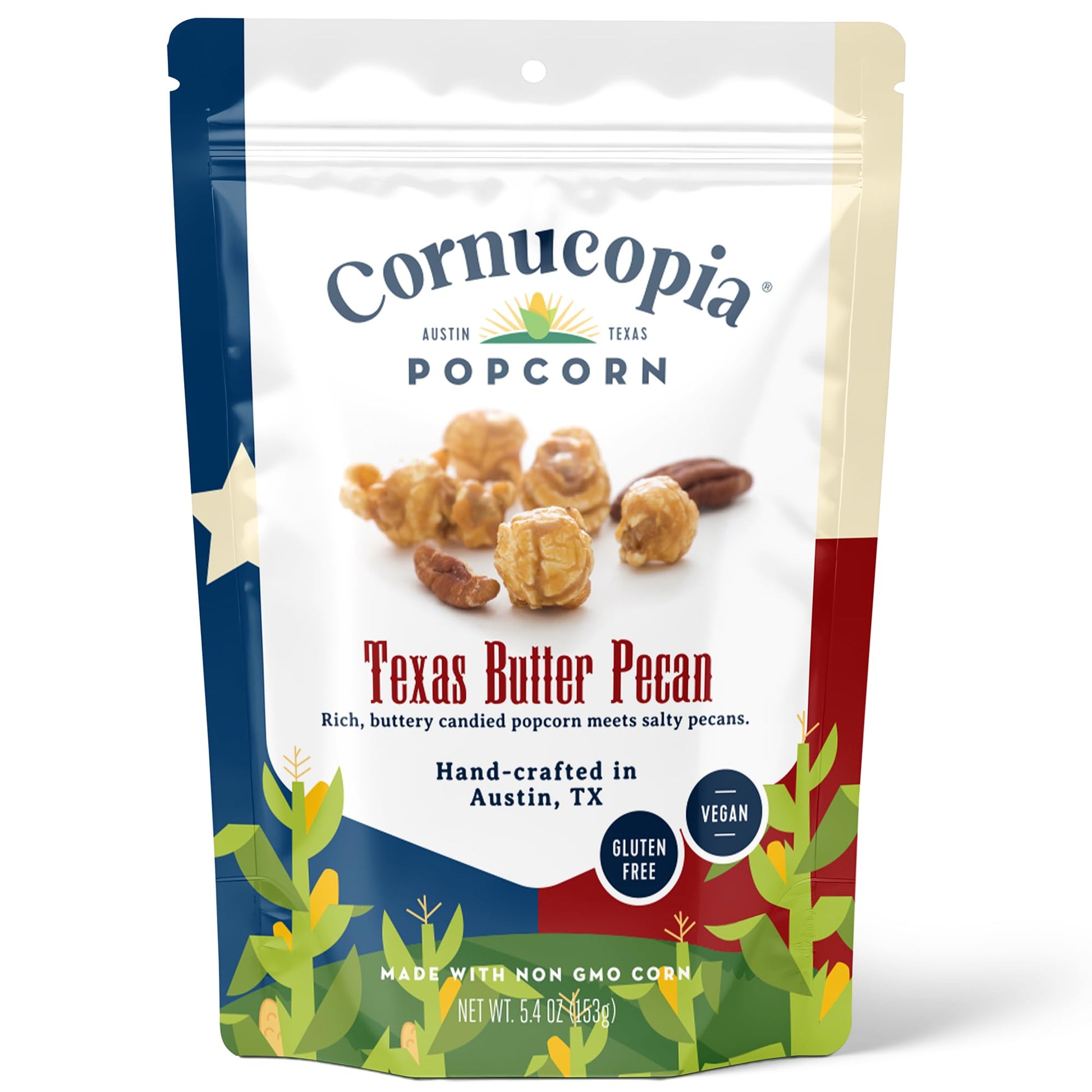 Cornucopia Popcorn Texas Butter Pecan - Gourmet Popcorn from Austin. A Sweet & Nutty Artisan Treat for Movie Nights, Gifts & Cel