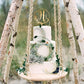 Kiskistonite Initials H Cake Topper, Monogram Cake Topper H, Rustic Wedding Cake Topper, Wreath Letter H Cake Topper, Mirror Gol