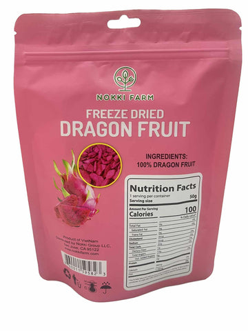 (Pack Of 1) Nokki Farm Freeze-Dried Dragon Fruit 50G | 100% Natural | No Sugar Added | Vegan | Non Gmo | All Natural | Superfood
