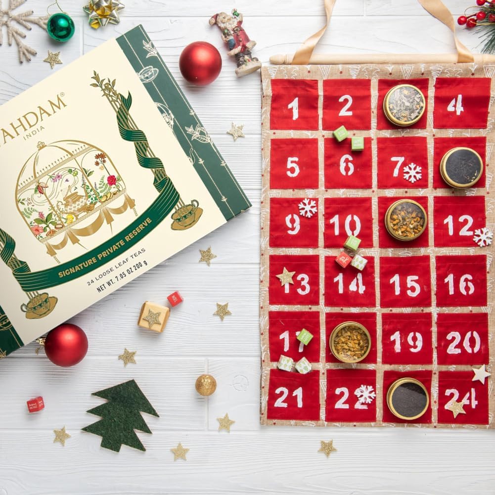 VAHDAM elegant Tea Gift Set - 24 Unique Loose Leaf Teas in Tin Caddies, Gluten Free, Non GMO, Perfect Gift for mature-themeds