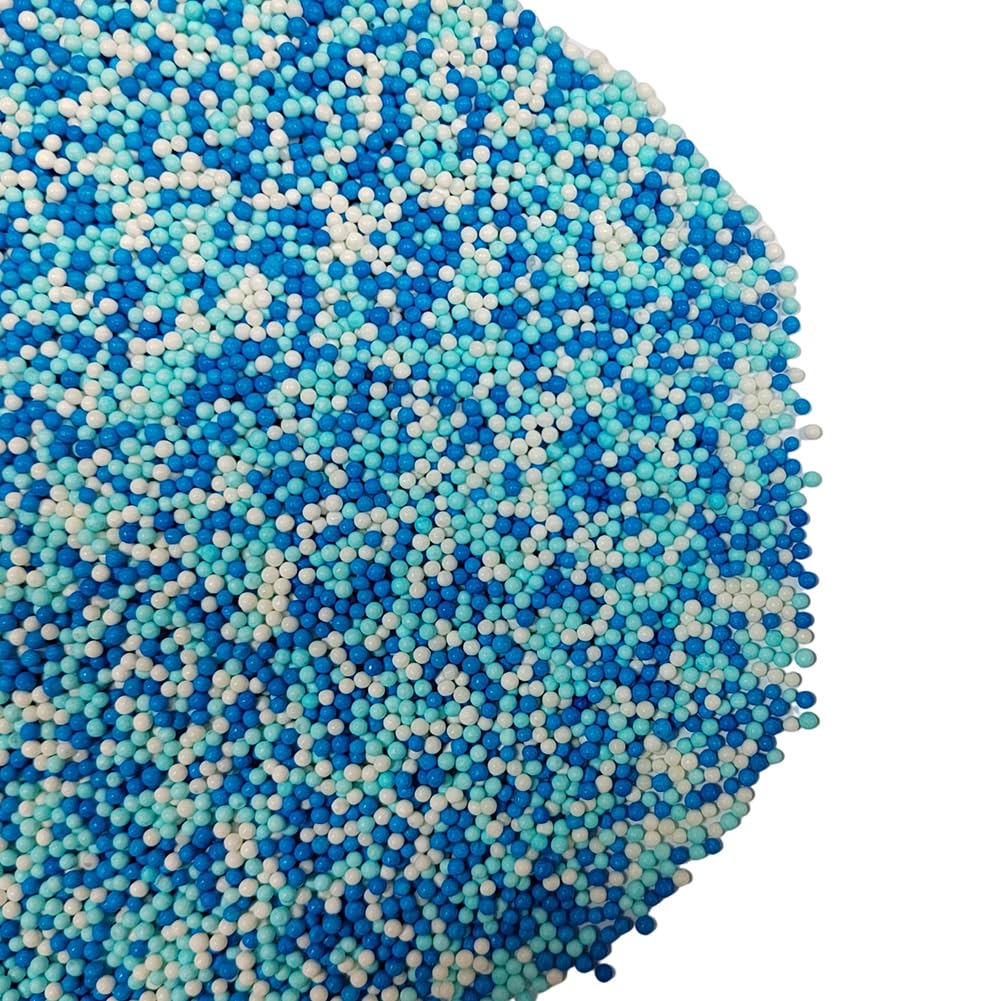 Homankit White And Blue Nonpareils Sprinkles Edible Cookie Decorations Mini Pearls For Decorating Cake, Baking, Cupcake Toppers,