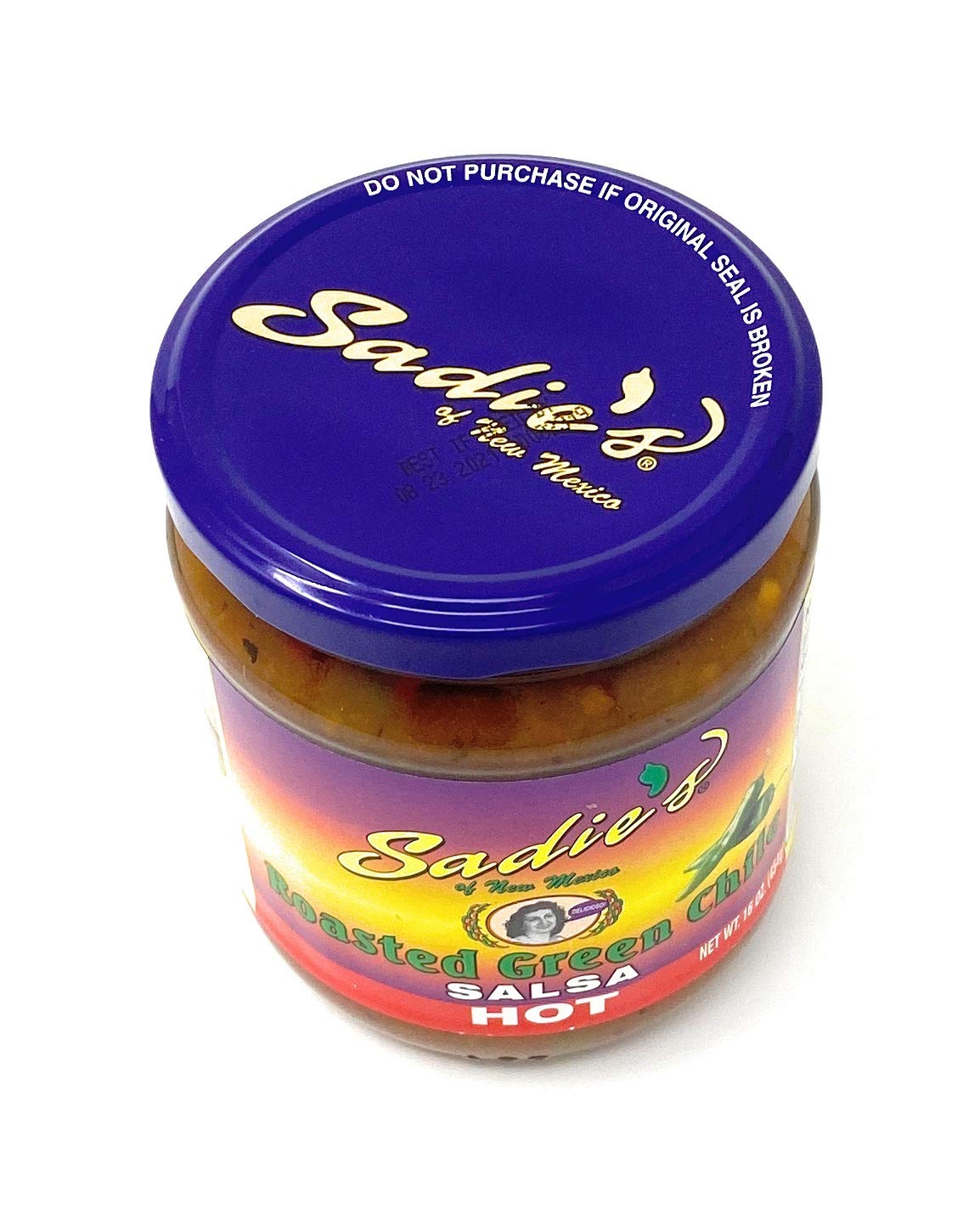 Sadies of New Mexico Roasted Green Chile Hot Salsa 16oz QTY 2