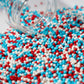 NIPEOR Nonpareils Sprinkles, 2mm Edible Pearl Sprinkles for Baking, 130g, Red Blue