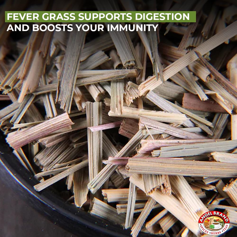 Angel Brand Fever Grass Tea Jamaican - 0.25 Oz Pouch Pack Of 3 - Dried Lemongrass Leaves For Herbal Tea And Infusions.