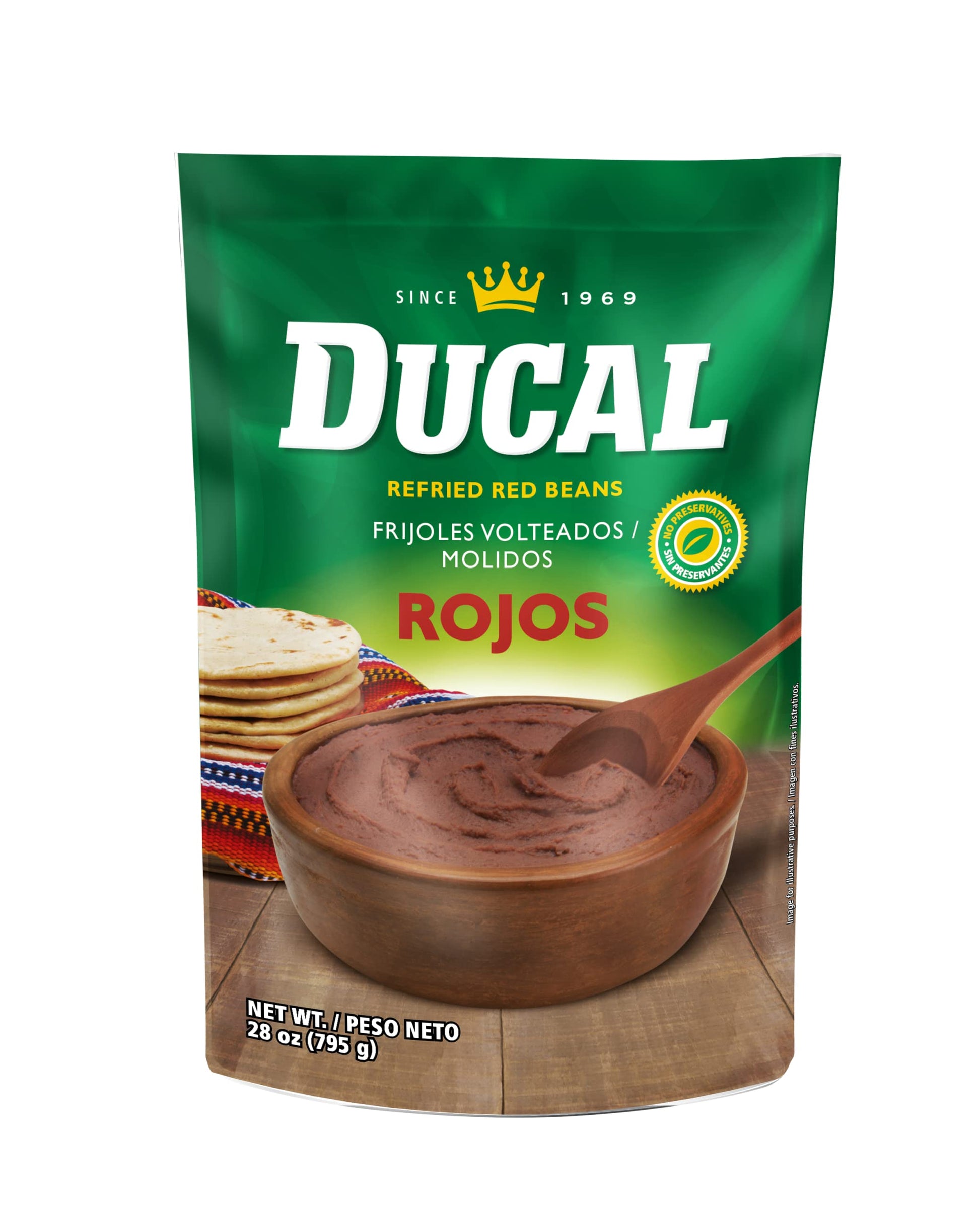 Ducal Refried Red Beans Pouch 28 Oz Pack of 12 - Microwaveable Goya Instant Red Refried Beans Vegetarian Doy Pack - Gluten Free 