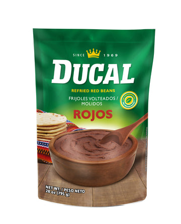 Ducal Refried Red Beans Pouch 28 Oz Pack of 12 - Microwaveable Goya Instant Red Refried Beans Vegetarian Doy Pack - Gluten Free 