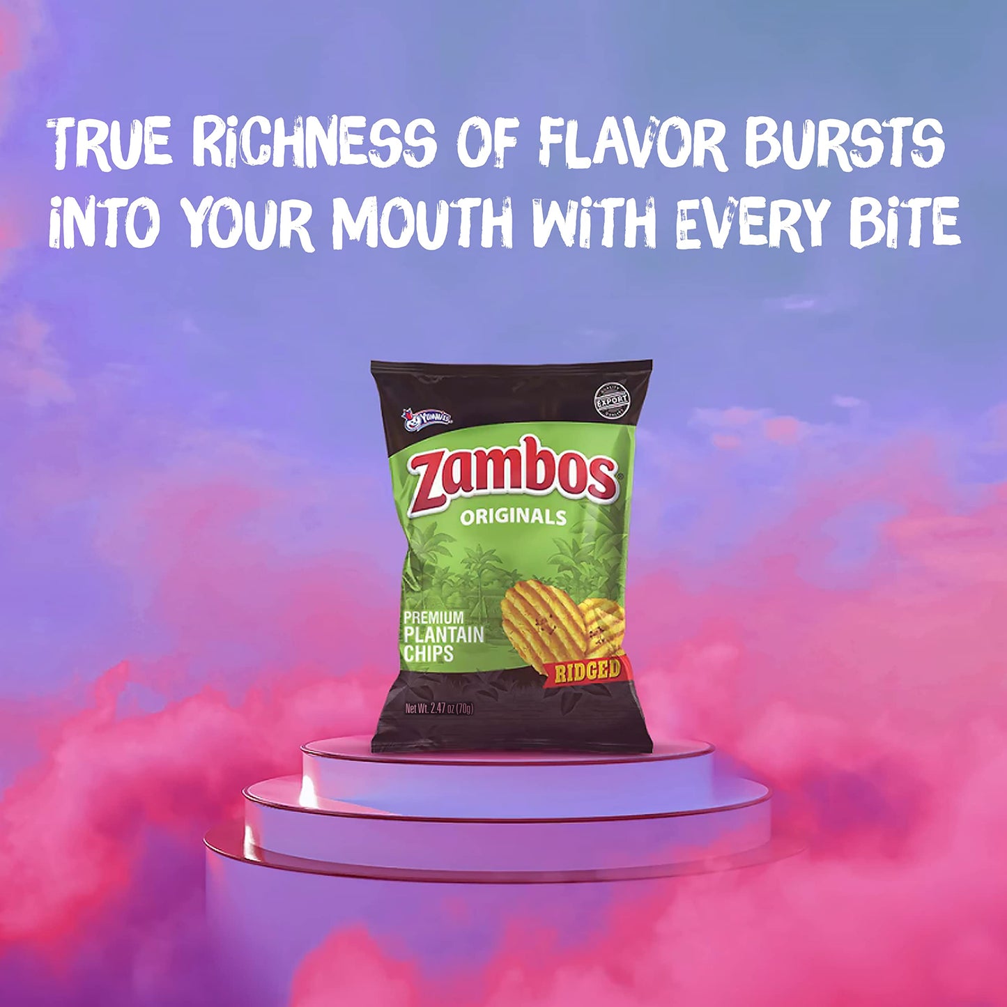 Zambos Plantain Chips Original, Crunchy Ridged Cut Premium Plantain Chips, 8 Pack 2.47 Ounce