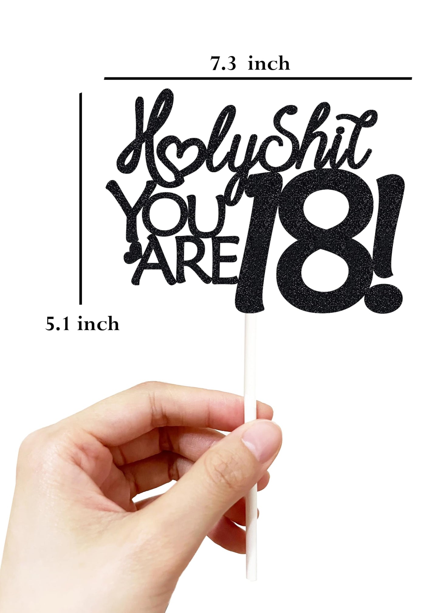 18 Birthday Cake Toppers-Black Glitter, Funny 18Th Cake Topper For Men,18 Cake Topper For Women, 18Th Birthday Decorations,18Th