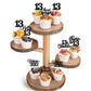 Rssta i Cupcake Toppers 24 Pack Glitter 13th Birthday Decorations Black