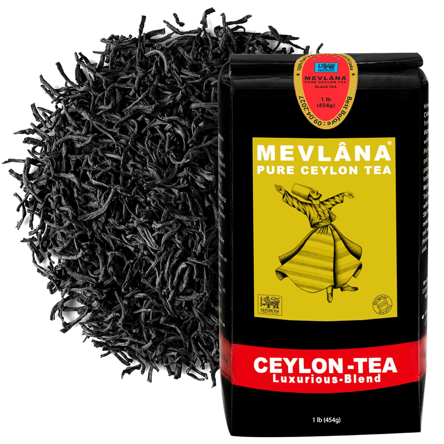 MEVLÂNA Pure Ceylon Loose Leaf Black Tea | Premium OP 1 Grade | 16 Ounce (454g) | Naturally Fresh, Rich & Smooth Blend