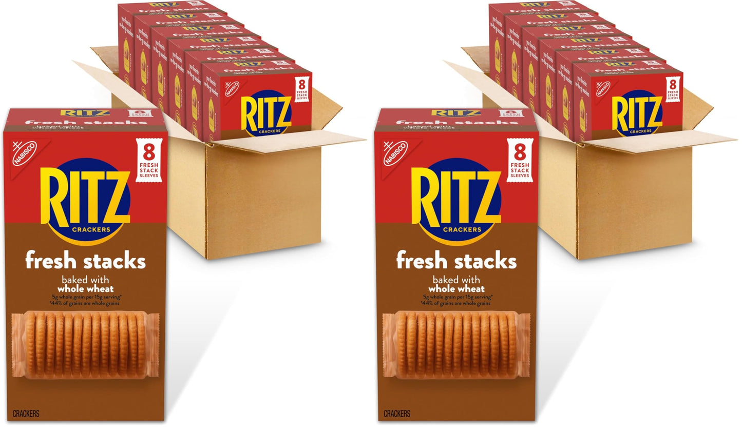 Ritz Fresh Stacks Whole Wheat Crackers, 6-11.6 oz Boxes (48 Stacks) (Pack of 2)