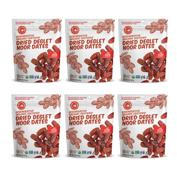 Made In Nature Organic Dried Deglet Noor Dates, 8 Ounce (Pack of 6) - Vegan Snack, Non-GMO, Unsulfured, Gluten Free, Kosher