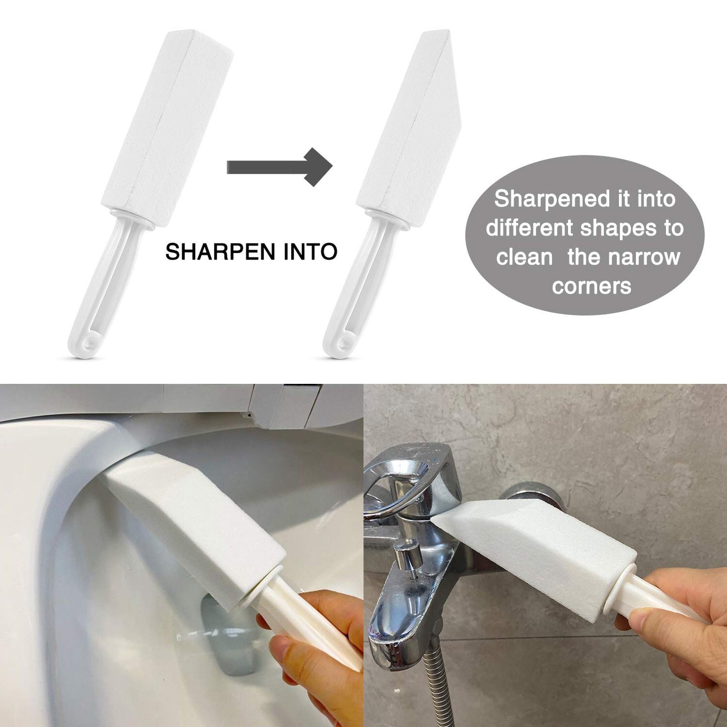 2 Pack Pumice Stone For Toilet Bowl Cleaning With Handle, Scouring Stick Remove Toilet Bowl Hard Water Rings, Calcium Buildup An