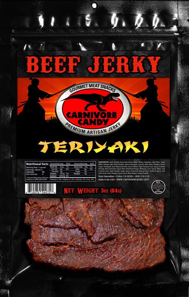 Jurassic Jerky Beef Jerky Variety Pack - Teriyaki, Barbecue Mesquite, Traditional - 3 oz bags (Pack of 3) - High Protein Snack