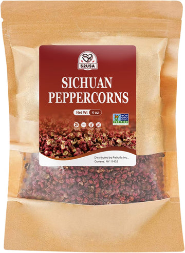 52USA Szechuan Peppercorns(4OZ), Sichuan Red Peppercorns, Tingly Numbness Whole Szechuan Peppercorns, Key Ingredients for Mapo T