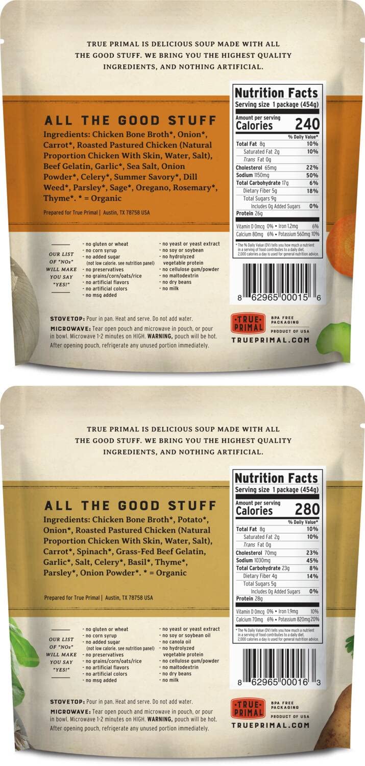 True Primal Roasted/Tuscan Chicken Variety 8-pack, Ready to eat, Gluten free, Paleo, Pastured chicken, Whole30, Keto, Bone broth