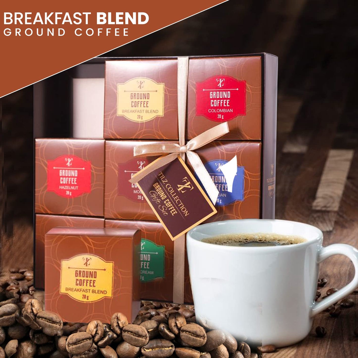 Tilz Gourmet Coffee Gift Set - 9 Ground Coffee Assortment, Tasting Kit, 0.7 Ounce Each, Perfect for Coffee Lovers