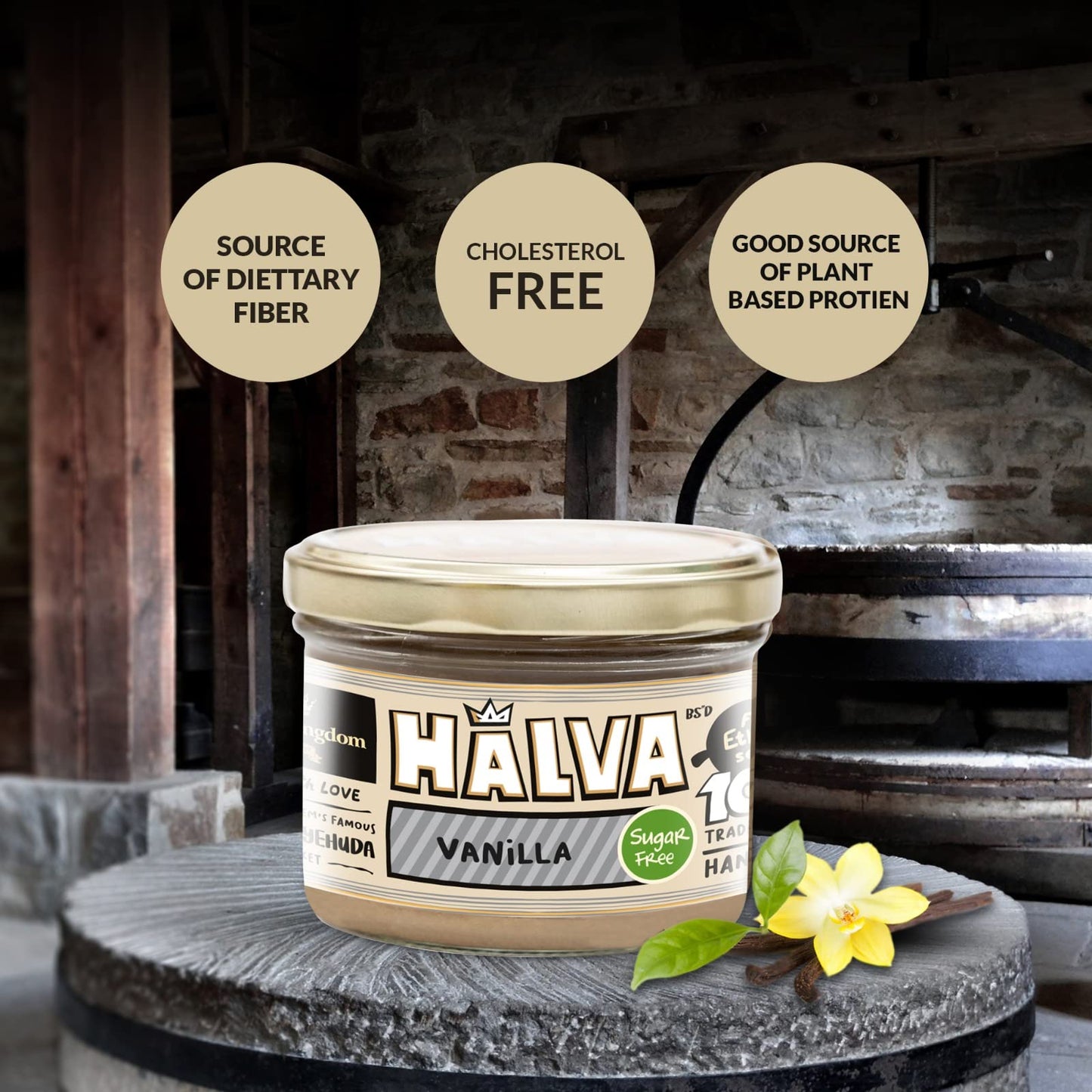 Halva Kingdom Sugar Free Halva Vegan Dessert | Gluten Free, Kosher Certified | SUGAR FREE VANILLA | 16 oz