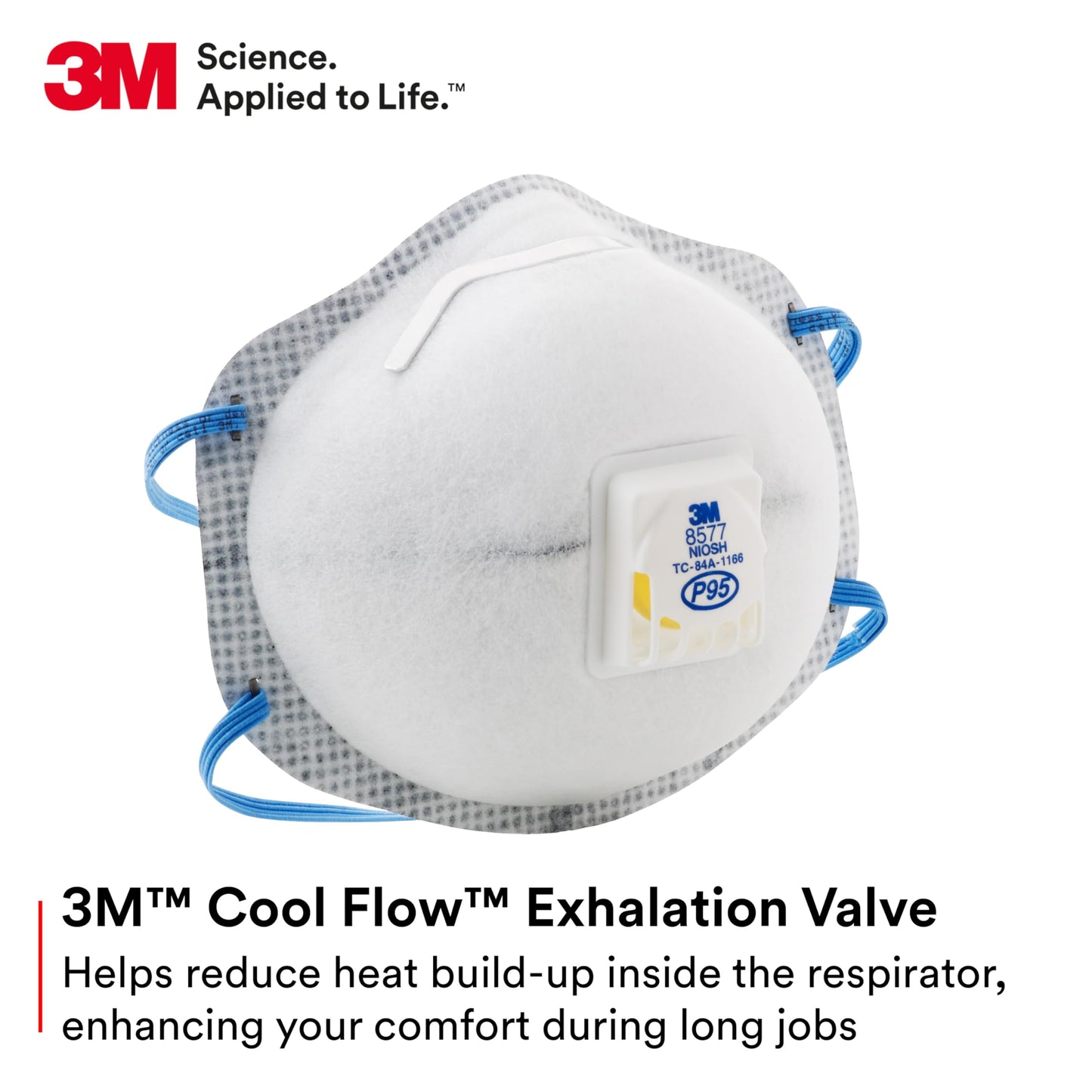 3M Particulate Respirator 8577, P95, Niosh Approved, With Nuisance Level Organic Vapor Relief (Pack Of 10)
