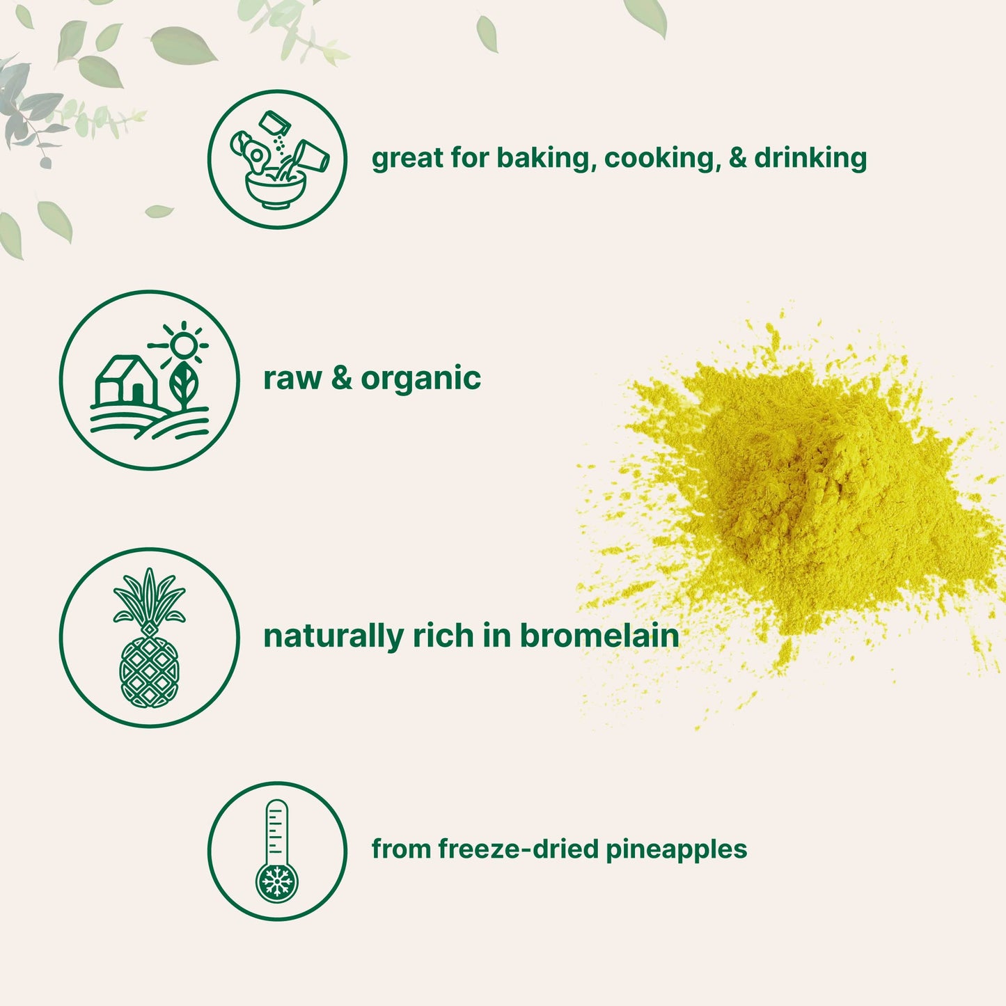 Organic Pineapple Powder, 8oz | 100% Natural Fruit Powder | Freeze-Dried Pineapples Source | No Sugar & Additives | Great Flavor