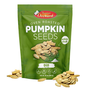 PREMIUM ORCHARD Flavored Pumpkin Seeds Oven Roasted | Dill Flavor | High Protein Snacks for Kids and Adults | Vegan Snack | Non 
