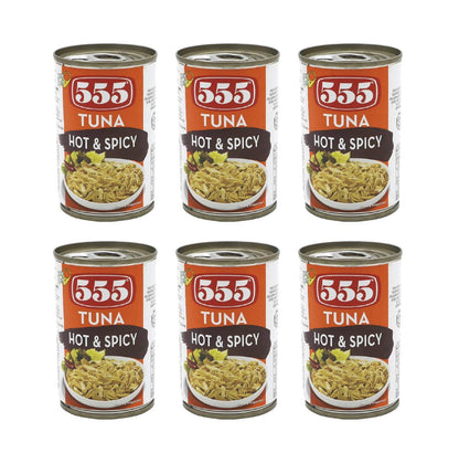 555 Tuna Hot & Spicy Tuna Flakes in Oil Hot & Spicy (6 Pack, Total of 33oz)